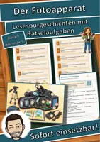 Vorschau - Stationenlernen - Der Fotoapparat – Lesespurgeschichte mit Rätselaufgaben (Klasse 8) - Deckblatt