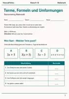 Vorschau - Arbeitsblätter - Terme und Formeln Basisscreening Klasse 9–10 - Deckblatt