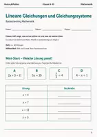 Vorschau - Arbeitsblätter - Lineare Gleichungen Basisscreening Klasse 9–10 - Deckblatt
