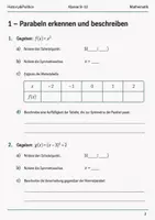 Vorschau - Arbeitsblätter - Quadratische Funktionen Basisscreening Klasse 9–10 - Seite 2