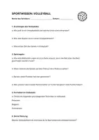 Vorschau - Arbeitsblätter - Volleyball – Sportwissen | Rechercheauftrag, Theorie & Reflexion - Deckblatt