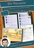 Vorschau - Arbeitsblätter - Die Posaune – Lesespurgeschichte mit Rätselaufgaben (Klasse 8) - Deckblatt