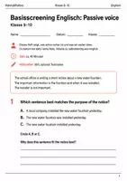 Vorschau - Arbeitsblätter - Passive Voice Basisscreening Englisch Klasse 9–10 - Deckblatt