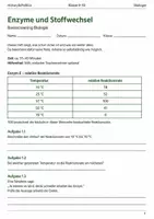 Vorschau - Arbeitsblätter - Enzyme und Stoffwechsel Basisscreening Klasse 9–10 - Deckblatt