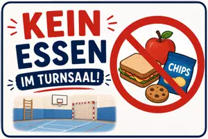 Vorschau - Poster - Turnsaalregeln, Schild: Kein Essen im Turnsaal - Deckblatt