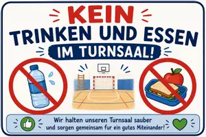 Vorschau - Poster - Turnsaalregeln, Schild: Kein Essen & Trinken im Turnsaal - Deckblatt