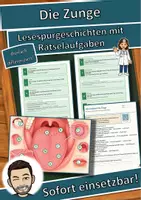 Vorschau - Arbeitsblätter - Die Zunge – Lesespurgeschichte mit Rätselaufgaben (Klasse 8) - Deckblatt