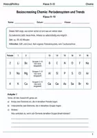 Vorschau - Arbeitsblätter - Periodensystem Basisscreening Klasse 9–10 - Deckblatt