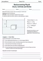 Vorschau - Arbeitsblätter - Druck, Auftrieb und Dichte Klasse 9–10 - Deckblatt