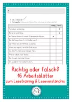Vorschau - Arbeitsblätter - Richtig oder falsch? – Sätze lesen & Leseflüssigkeit trainieren - Deckblatt