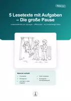 Vorschau - Arbeitsblätter - Die große Pause | 5 Lesetexte mit Aufgaben & Lösungen – Leseverständnis Klasse 3–4 - Deckblatt