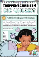 Vorschau - Aufgabenkarten - DaZ - Treppenschreiben "Die Uhrzeit" DaZ / DaF / Deutsch - Deckblatt