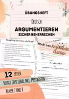 Vorschau - Arbeitsblätter - Argumentieren üben | Werde zum Argumente Checker | 12 Seiten Übungsgeheft | Deutsch | Schreiben | Klasse 7 und 8 | Mittelschule - Deckblatt