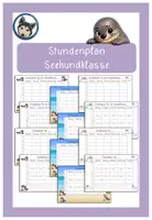 Vorschau - Poster - editierbarer Stundenplan Seehundklasse #Klassentier - Deckblatt