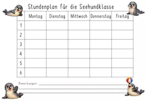 Vorschau - Poster - editierbarer Stundenplan Seehundklasse #Klassentier - Seite 3