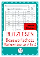 Vorschau - Arbeitsblätter - Blitzlesen · Basiswortschatz – Häufigkeitswörter A bis Z - Deckblatt