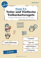 Vorschau - Arbeitsblätter - Teiler und Vielfache, Teilbarkeitsregeln Mathe, Klasse 4-6 - Deckblatt