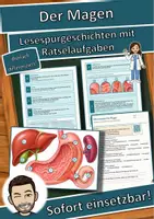 Vorschau - Mal- und Bastelvorlagen - Der Magen – Lesespurgeschichte mit Rätselaufgaben (Klasse 8) - Deckblatt
