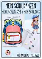 Vorschau - Stundenentwürfe - Was gehört in den Schulranzen? Schultasche / Schulsack | DaZ 1. Klasse Schulmaterial (2 Versionen) - Deckblatt