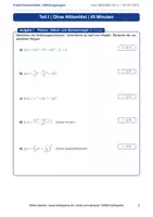 Vorschau - Klassenarbeiten - Probe-Klassenarbeit Mathematik: Ableitungsregeln (Analysis) – Mit ausführlichem Lösungsblatt - Seite 1
