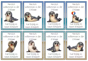 Vorschau - Bildkarten - Willkommenskärtchen Seehundklasse #Klassentier - Seite 3
