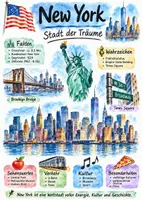Vorschau - Arbeitsblätter - Lernposter + AB mit Fragen zum Thema "New York" + Lösungsblatt + Infografik - Deckblatt