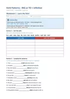 Vorschau - Arbeitsblätter - Verbs followed by infinitive with "to" OR the -ing form - Deckblatt