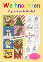 Vorschau - Arbeitsblätter - Weihnachtliche Ausmalbilder im Pop-Art-Stil nach Warhol – Malvorlagen Weihnachten - Deckblatt