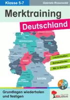 Vorschau - Arbeitsblätter - Merktraining Deutschland | Erdkunde Sekundarstufe Klasse 5-7 | 16 Bundesländer, Hauptstädte, Flüsse, Gebirge, Großlandschaften, Nachbarländer, Städte, Meere, Inseln | Arbeitsblätter, Kopiervorlagen, Freiarbeit mit Lösungen - Deckblatt
