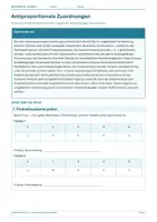 Vorschau - Arbeitsblätter - Mathematik Klasse 7 – Antiproportionale Zuordnungen - Deckblatt