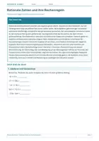 Vorschau - Arbeitsblätter - Mathematik Klasse 7 – Rationale Zahlen und Rechenregeln - Deckblatt