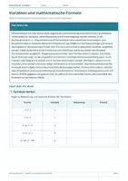 Vorschau - Arbeitsblätter - Arbeitsblatt Mathematik Klasse 7 – Variablen und mathematische Formeln - Deckblatt