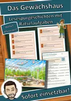 Vorschau - Arbeitsblätter - Das Gewächshaus – Lesespurgeschichte mit Rätselaufgaben (Klasse 8) - Deckblatt