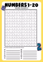 Vorschau - Arbeitsblätter - Numbers 1-20 wordsearch - Seite 1