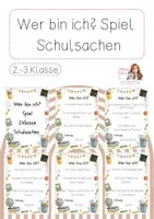 Vorschau - Bildkarten - Wer bin ich? - Spiel Schulsachen - Deckblatt