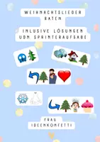 Vorschau - Spiele - Weihnachtslieder raten mit Emojis mit Sprinteraufgabe und Lösung - Deckblatt