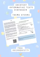Vorschau - Arbeitsblätter - Informative Texte schreiben - Thema Sterne - Deckblatt
