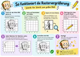 Vorschau - Arbeitsblätter - Rastervergrößerung – Zeichnen mit Raster | Schritt-für-Schritt-Anleitung & Arbeitsblatt - Seite 1