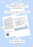 Vorschau - Arbeitsblätter - Informative Texte schreiben - Thema Gleichberechtigung im All - Deckblatt