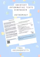 Vorschau - Arbeitsblätter - Informative Texte schreiben - Thema Astronaut - Deckblatt