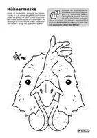 Vorschau - Mal- und Bastelvorlagen - Kostenlos: Ausmalbild Tiermaske "Huhn" - Deckblatt
