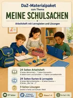 Vorschau - Arbeitsblätter - DaZ Meine Schulsachen – Komplettpaket | Wortschatz, Grammatik, Lesen, Schreiben & Spiele - Deckblatt