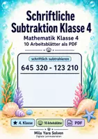 Vorschau - Arbeitsblätter - Schriftliche Subtraktion Klasse 4 | Mathematik Klasse 4 | 10 Arbeitsblätter als PDF - Deckblatt
