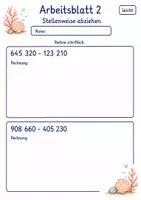 Vorschau - Arbeitsblätter - Schriftliche Subtraktion Klasse 4 | Mathematik Klasse 4 | 10 Arbeitsblätter als PDF - Seite 2