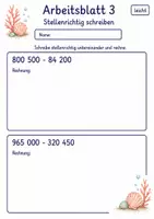 Vorschau - Arbeitsblätter - Schriftliche Subtraktion Klasse 4 | Mathematik Klasse 4 | 10 Arbeitsblätter als PDF - Seite 3