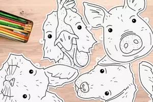 Vorschau - Mal- und Bastelvorlagen - Kostenlos: Ausmalbild Tiermaske "Kaninchen" - Seite 1