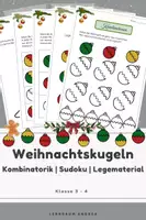 Vorschau - Arbeitsblätter - Weihnachtskugeln – Kombinatorikübungen, Sudoku & Legematerial | Klasse 3-4 - Deckblatt