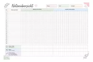 Vorschau - Lehrpläne/Lehrermaterial - FREEBIE| Notenliste für Lehrkräfte, mündliche & schriftliche Noten | - Seite 1