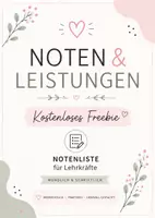 Vorschau - Lehrpläne/Lehrermaterial - FREEBIE| Notenliste für Lehrkräfte, mündliche & schriftliche Noten | - Deckblatt