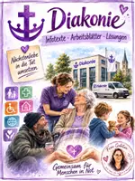 Vorschau - Arbeitsblätter - Diakonie: Infotext mit Aufgabenblatt und Lösungen - Deckblatt
